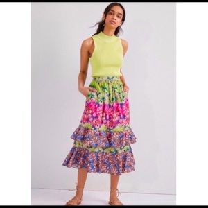 Anthropologie Roopa Pemmaraju NWT Villa Tiered Midi skirt
